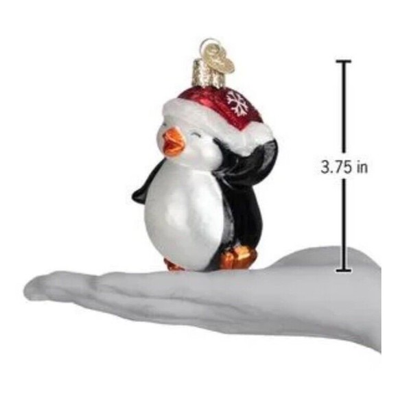 OLD WORLD CHRISTMAS DANCING PENGUIN AQUARIUM GLASS HANDPAINTED ORNAMENT 16095 - Picture 3 of 10